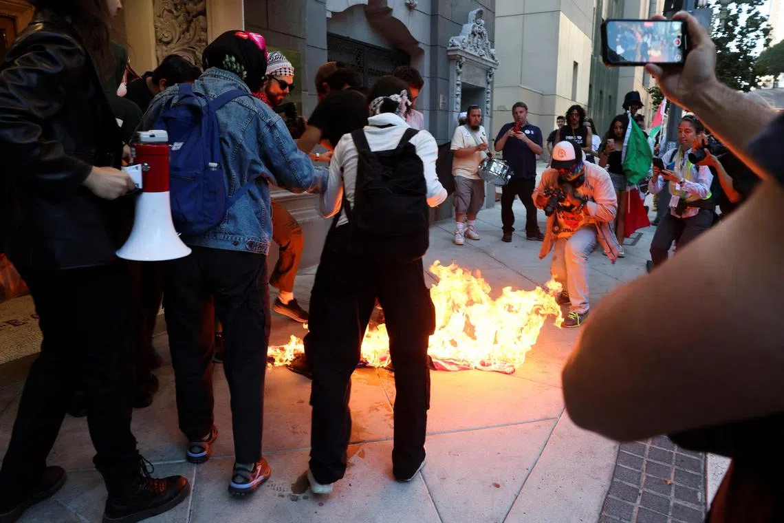 The Justice Department would review cases involving flag burning to see if charges could be brought that weren’t specific to the flag burning itself, such as public nuisance or disorderly conduct laws.