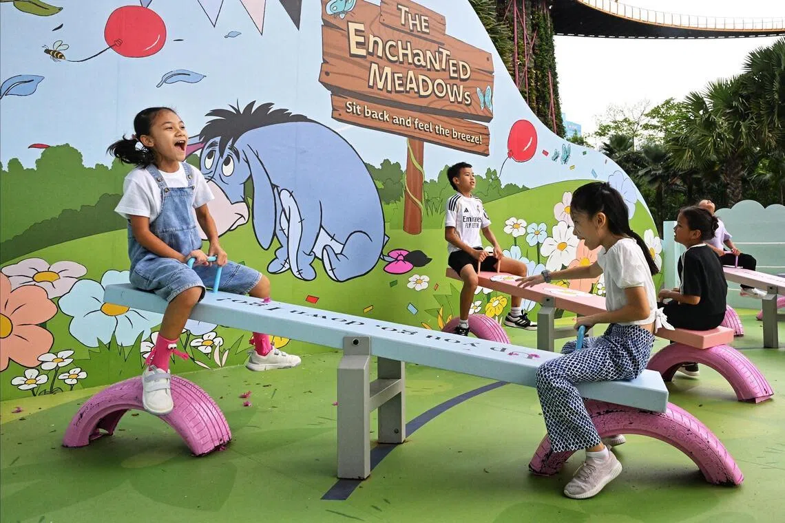 The Enchanted Meadows features see-saws set in a “flower field” with Eeyore.