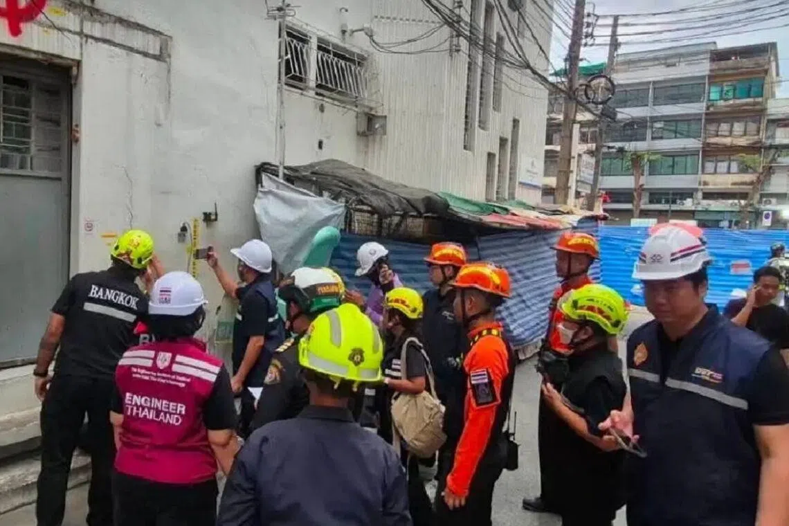 Thonburi and Khlong San have been declared as disaster-affected areas because of the road subsidence and cracks found in buildings.