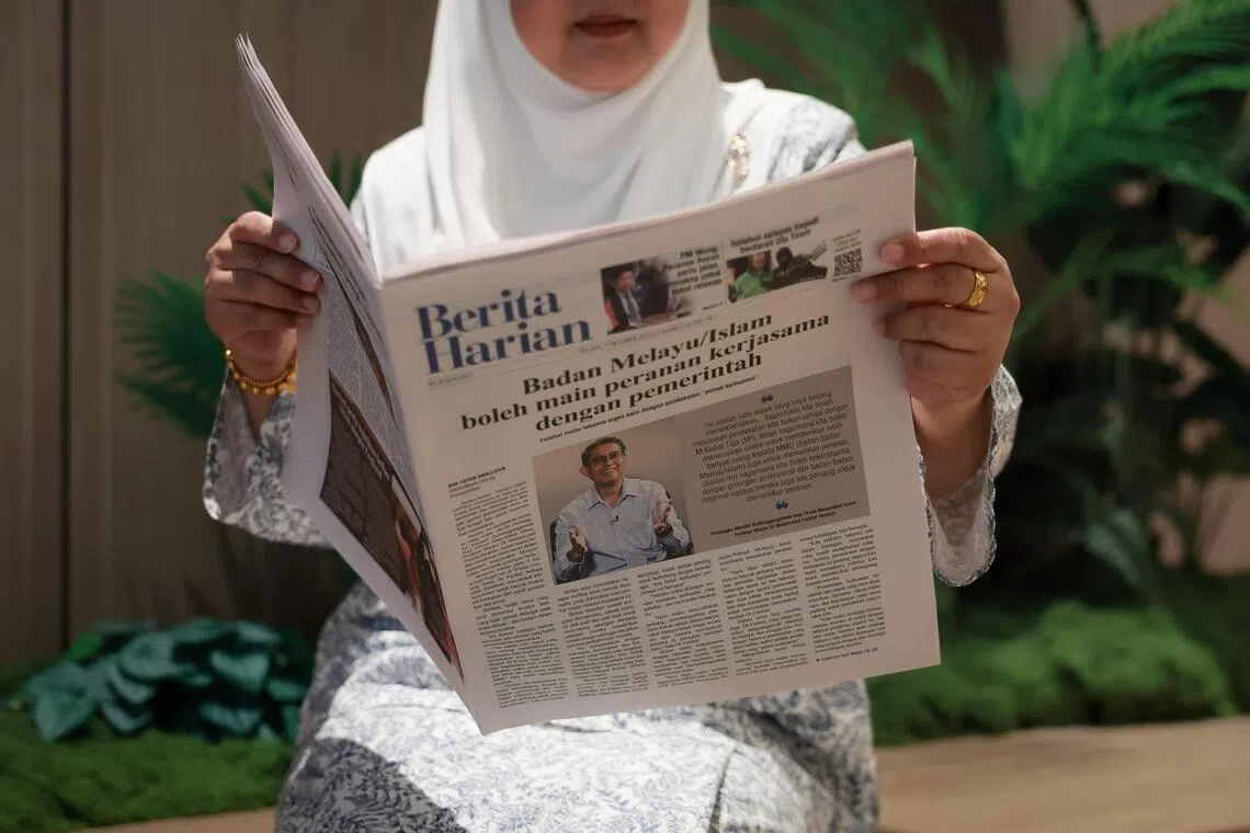 Berita Harian's new smaller format print newspaper, on Nov 6, 2025.