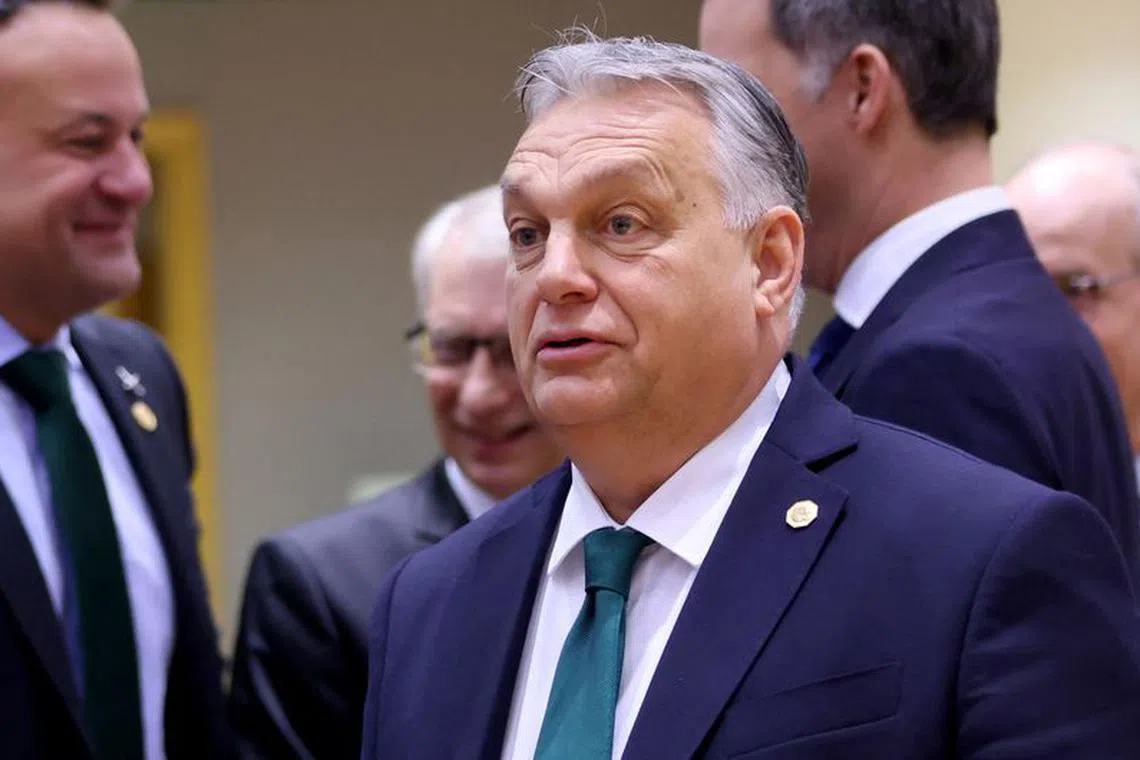 FILE PHOTO: Hungary's Prime Minister Viktor Orban attends a European Union summit in Brussels, Belgium February 1, 2024. REUTERS/Johanna Geron/File Photo