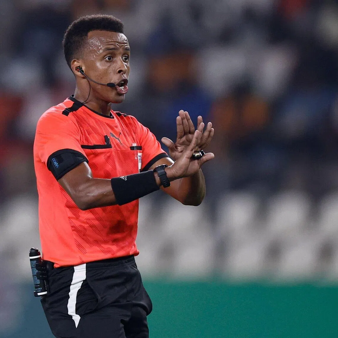 Referee Omar Abdulkadir Artan from Somalia was questioned overnight upon arrival in Miami, before he was put on a flight back to Istanbul.