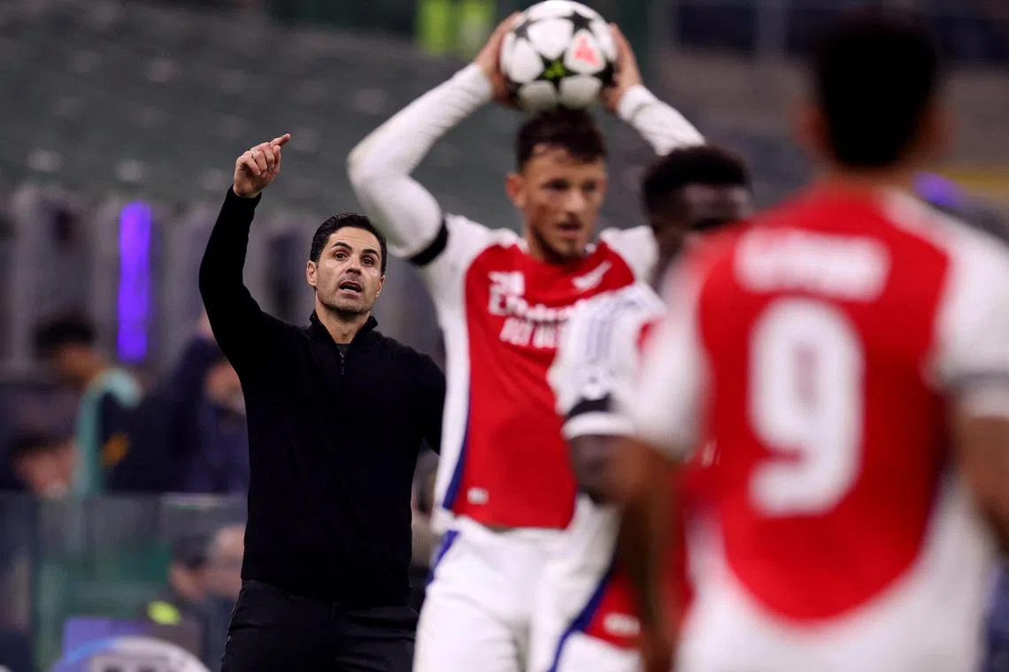 Arsenal manager Mikel Arteta during the Champions League match against Inter Milan, which his side lost 1-0.