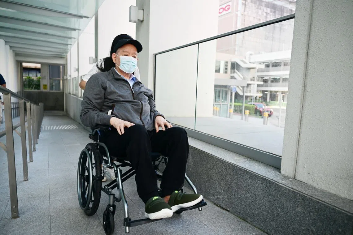 Mr Lim Oon Kuin, founder of Hin Leong, arriving at the State Courts on May 10. 