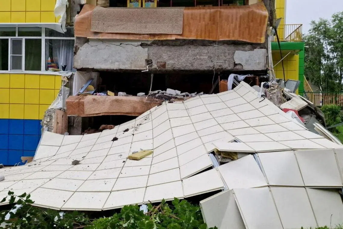 A kindergarten damaged by the earthquake is seen in Petropavlovsk-Kamchatsky, Kamchatka Krai, Russia, July 30, 2025.