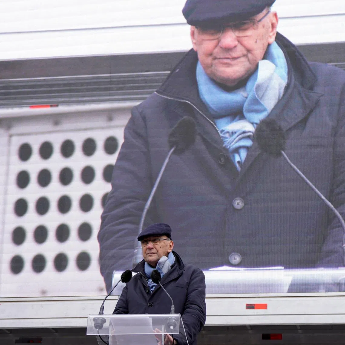 FILE PHOTO: Spain's Vox party co-founder Alejo Vidal-Quadras speaks at a protest by conservative and right wing parties and civil society organizations against Prime Minister Pedro Sanchez at Cibeles Sqaure in Madrid, Spain, March 9, 2024. REUTERS/Ana Beltran/File Photo