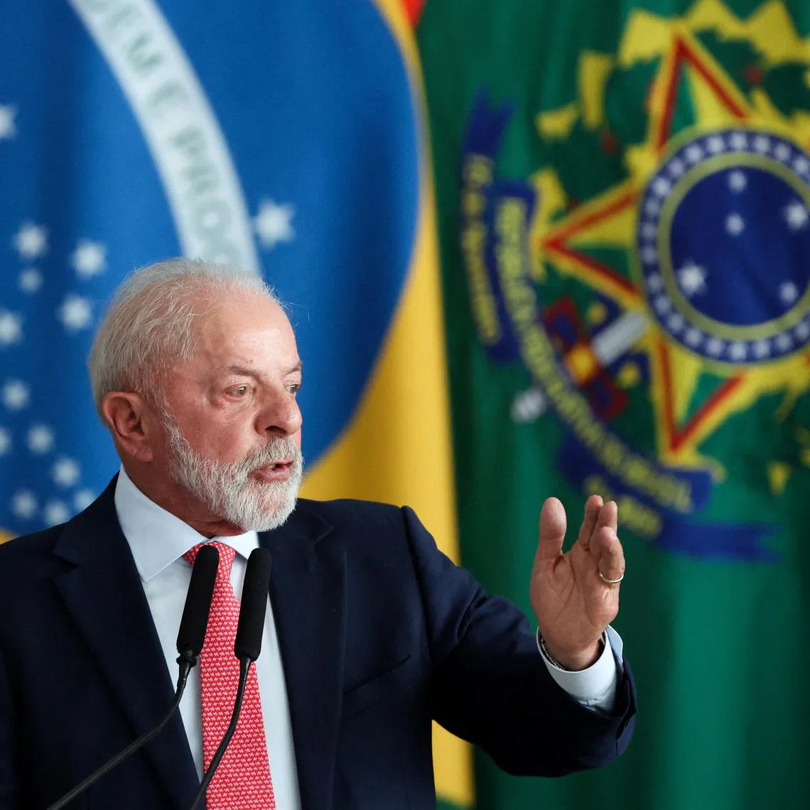 Brazil's President Luiz Inacio Lula da Silva speaks during a ceremony to mark the third anniversary of Bolsonaro's failed coup attempt, in Brasilia, Brazil, January 8, 2026. REUTERS/Jorge Silva