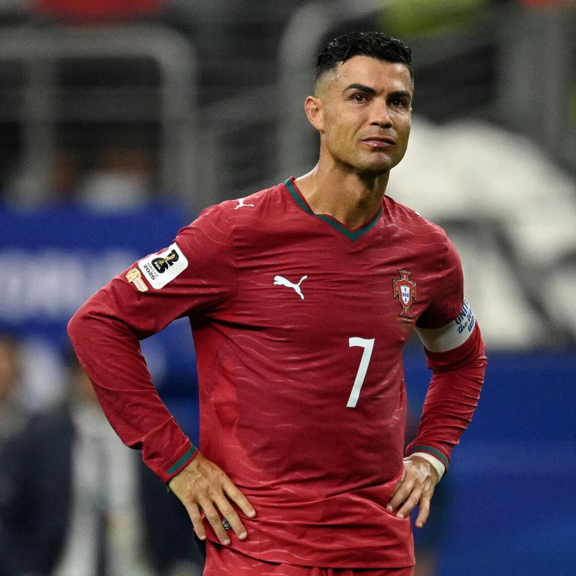 A dejected Cristiano Ronaldo looking on after Portugal are ejected from the World Cup in July 2026. Sport’s biggest prize remains absent from his trophy cabinet.