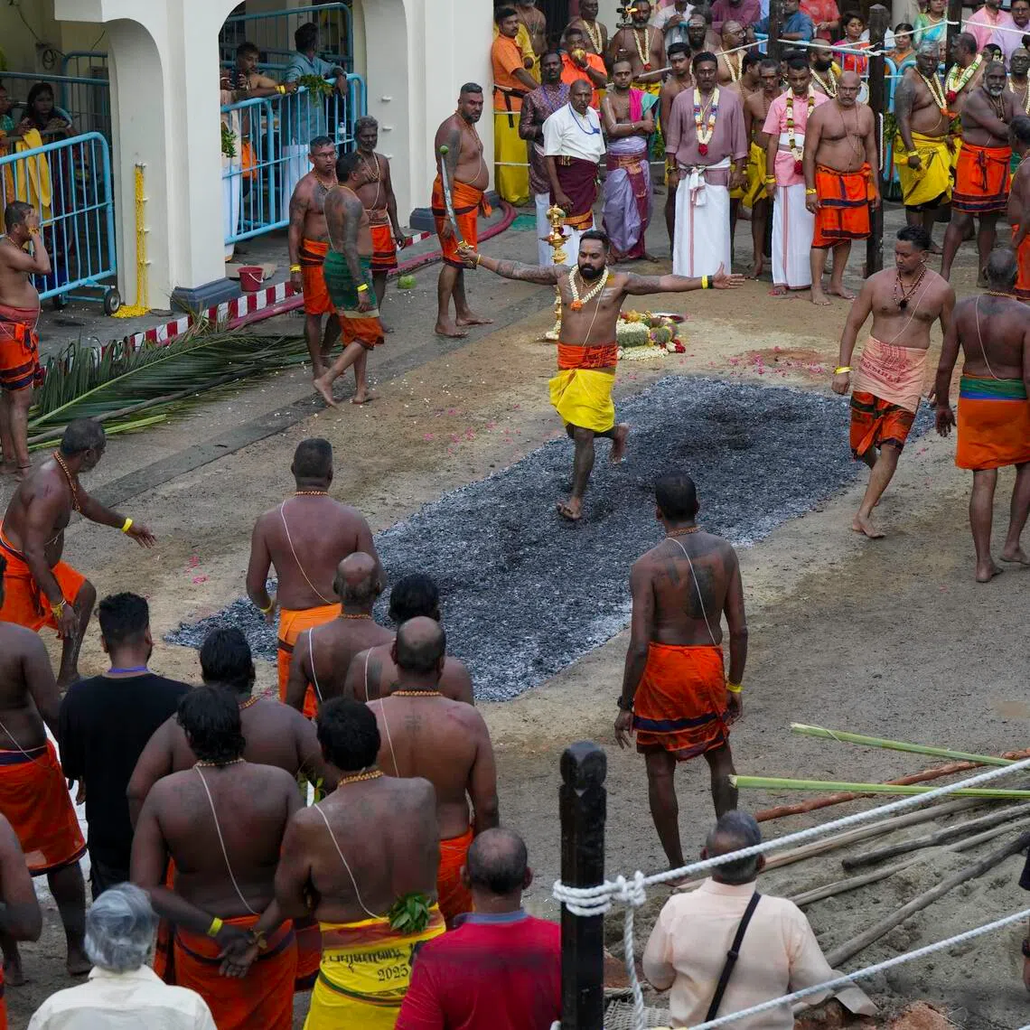The festival takes place at Singapore’s oldest Hindu temple, the Sri Mariamman Temple on South Bridge Road.