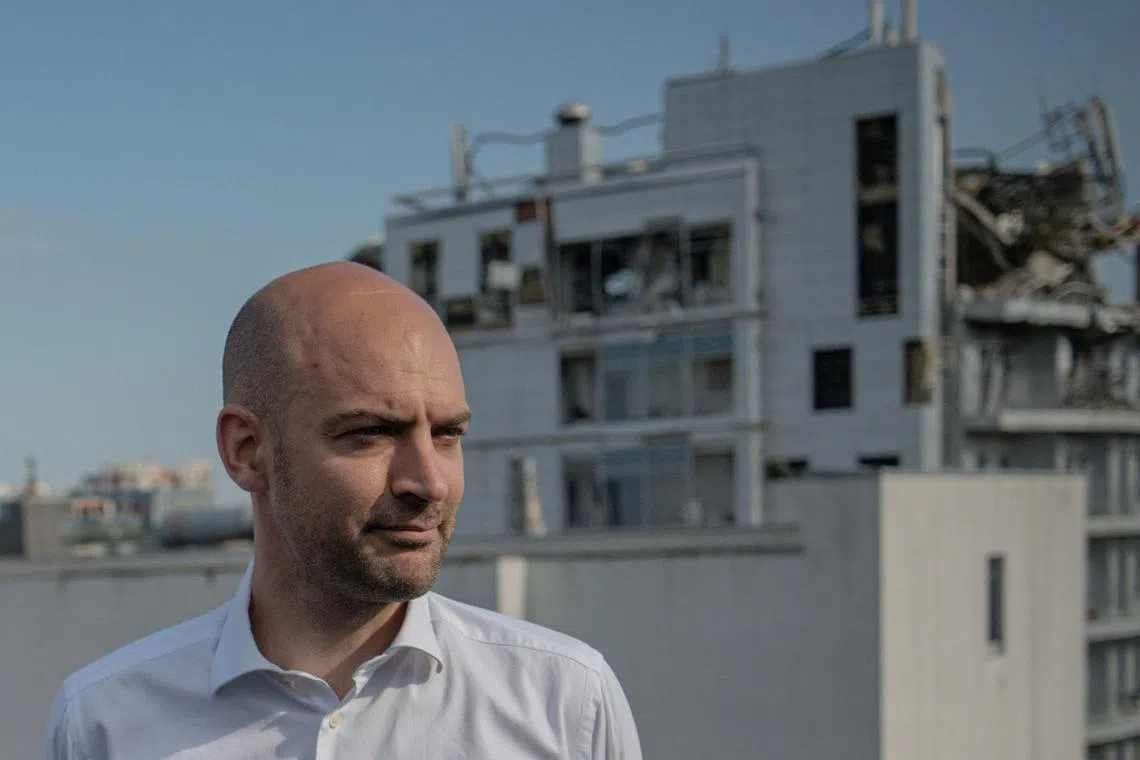 French Foreign Minister Jean-Noel Barrot visiting Ukraine’s front-line region of Kharkiv, which is under constant fire from the Russian forces located some 30km away, on July 22.