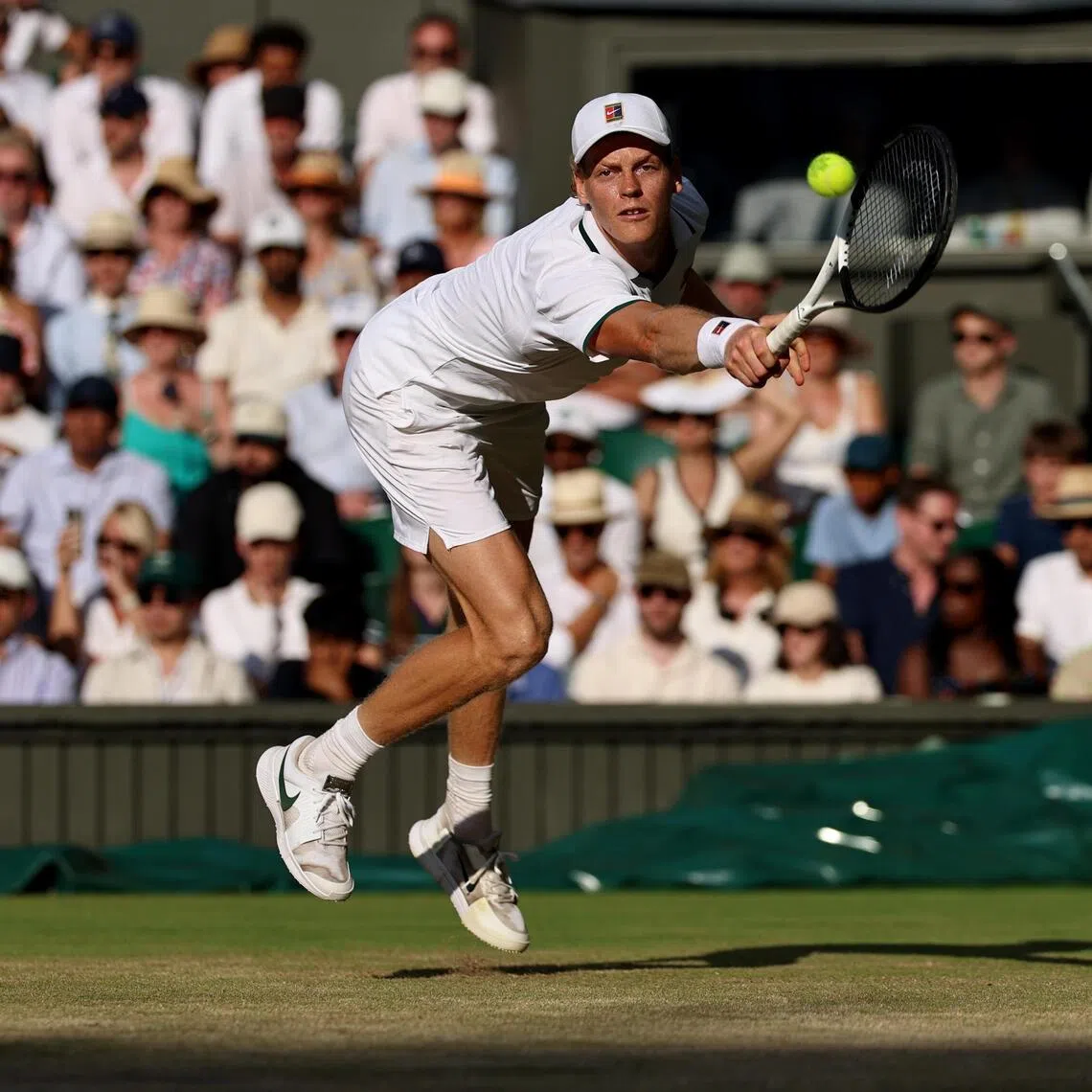 Jannik Sinner during his Wimbledon semi-final win over Novak Djokovic.