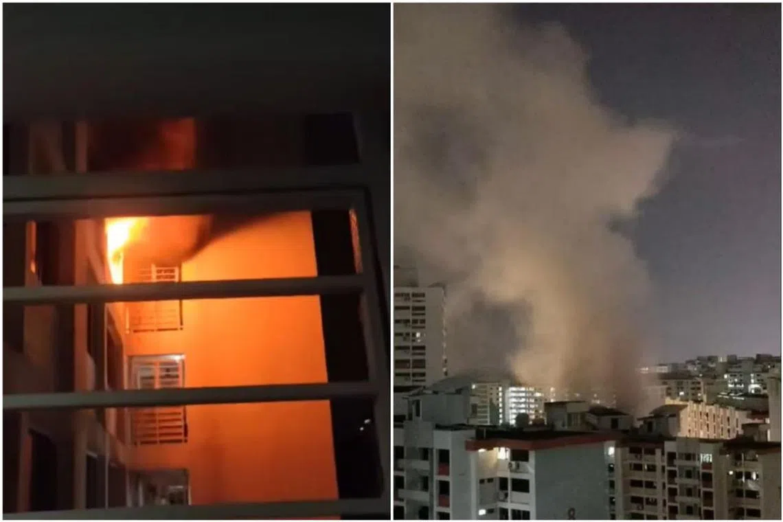 A fire at Block 7, Marsiling Drive on Dec 31, 2023.