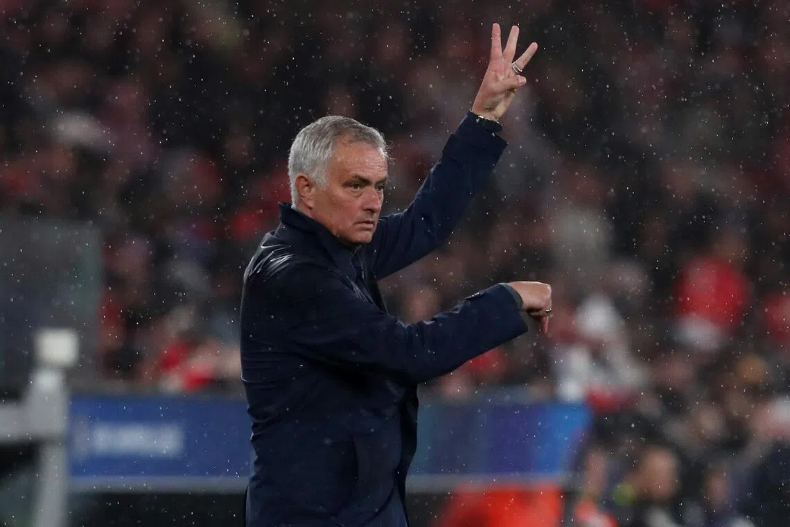 Benfica coach Jose Mourinho during the Champions League match against Real Madrid.