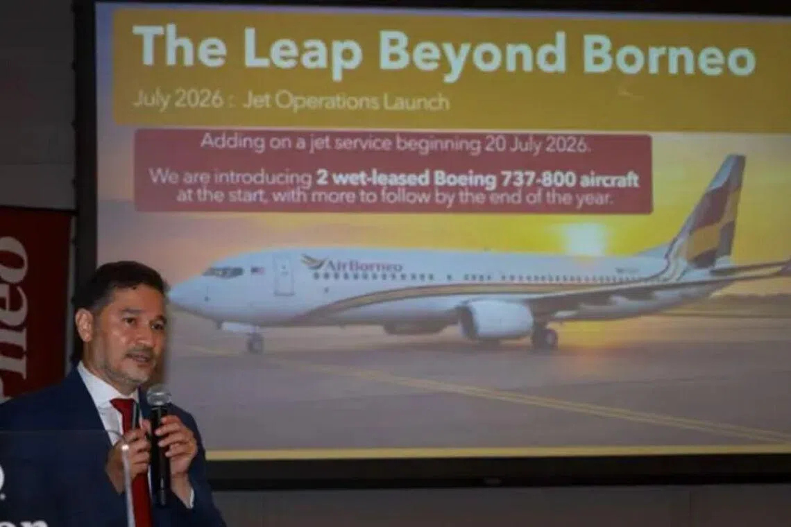 AirBorneo chief executive officer Megat Ardian Aminuddin speaking at the media roundtable in Kuching on July 8.