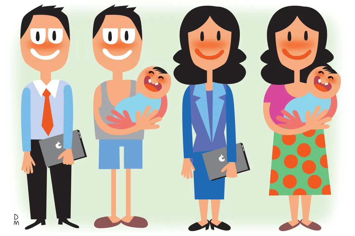 Women get asked by complete strangers why they are working late when they should be waking up early to take care of the children and breakfast.