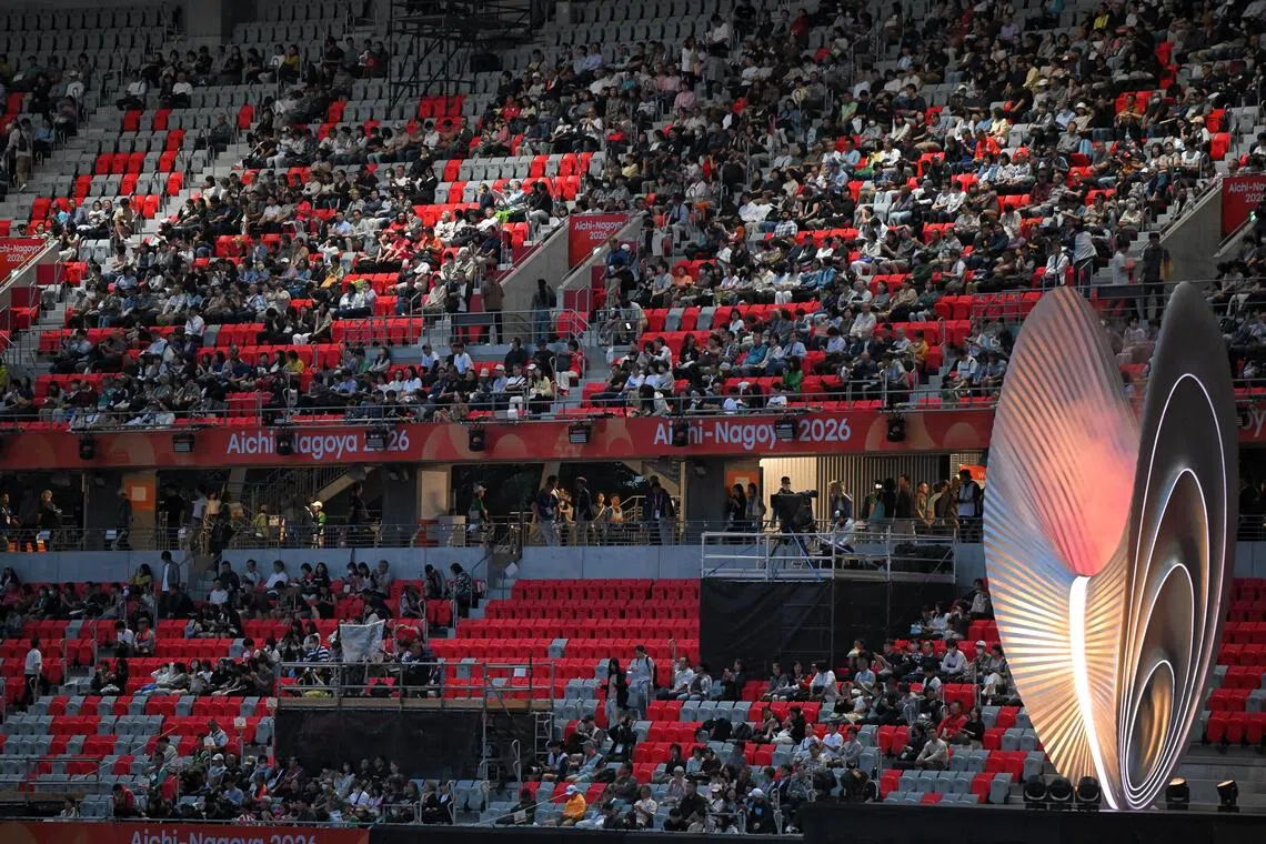 Empty seats in the stands at about 15 minutes ahead of the Asian Games closing ceremony held at the Paloma Mizuho Stadium in Nagoya, Aichi, on Oct 4.