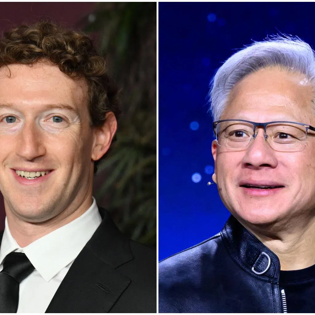 Meta Platforms CEO Mark Zuckerberg (left) and Nvidia CEO Jensen Huang are part of the initial batch of 13 members from the industry.