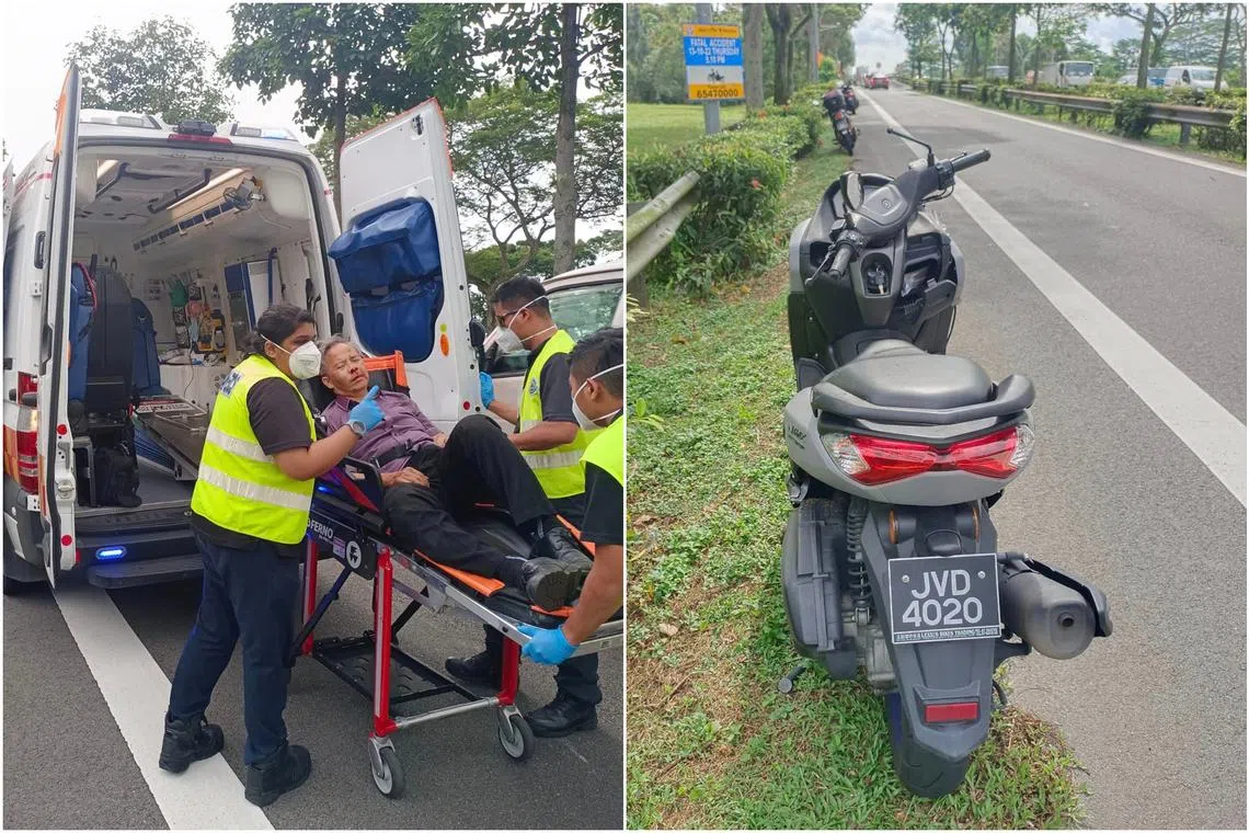 The accident took place along an SLE slip road leading to BKE (Woodlands) on Saturday afternoon.