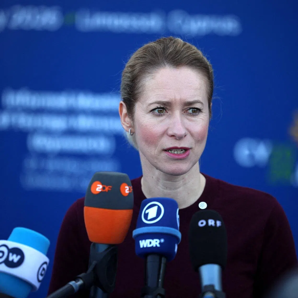 EU High Representative of Foreign Affairs and Security Policy, Kaja Kallas, speaks to media during an informal EU Foreign Ministers meeting in Limassol, Cyprus May 28, 2026. REUTERS/Yiannis Kourtoglou