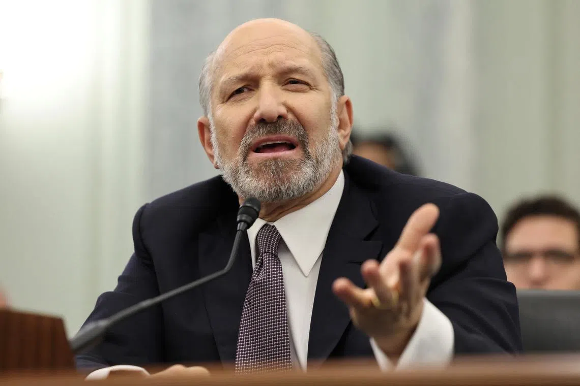 Howard Lutnick, U.S. President Donald Trump's nominee to be commerce secretary, testifies before a Senate Commerce Committee confirmation hearing on Capitol Hill in Washington, U.S., January 29, 2025. REUTERS/Kevin Lamarque