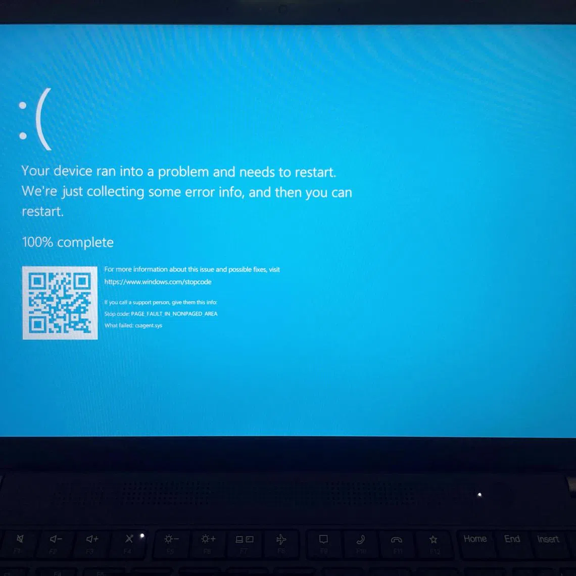 ST20240713_202495046424 Kua Chee Siong/ pixoutage19/ The notification on the Windows laptop taken at 1.50pm on July 19, 2024. A major IT outage is affecting companies worldwide including in Singapore. There have been reports of service disruptions at airports, media outlets, supermarkets and banks in the US and Australia. User report website Downdetector.com showed a spike in outages on Microsoft 365, which had more than 150 reports from Singapore users at 2pm.