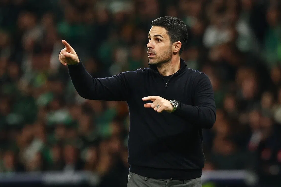 Soccer Football - UEFA Champions League - Quarter Final - First Leg - Sporting CP v Arsenal - Estadio Jose Alvalade, Lisbon, Portugal - April 7, 2026 Arsenal manager Mikel Arteta REUTERS/Pedro Nunes