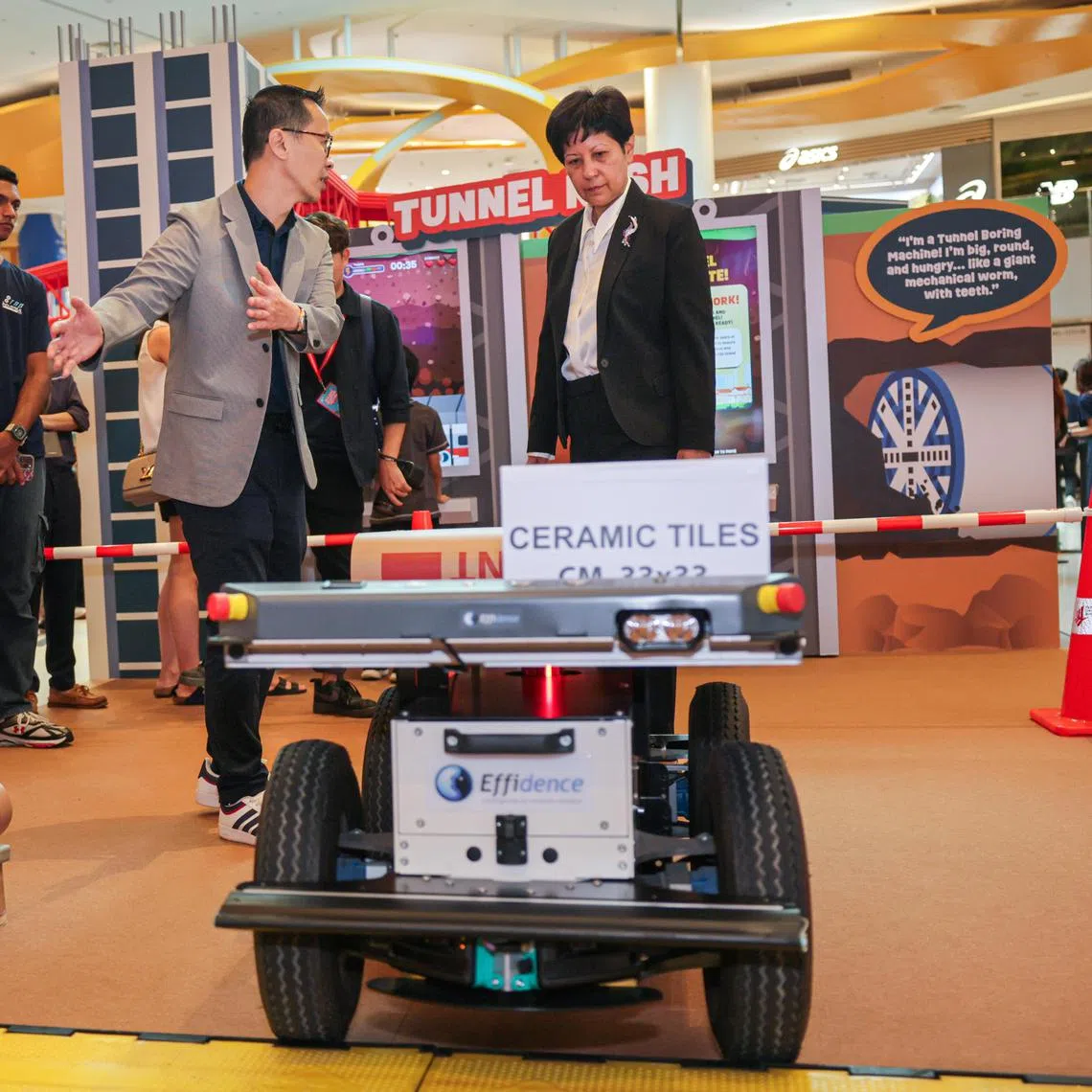 Second Minister for National Development Indranee Rajah (right) touring the Building Singapore Festival at VivoCity on Sept 5.