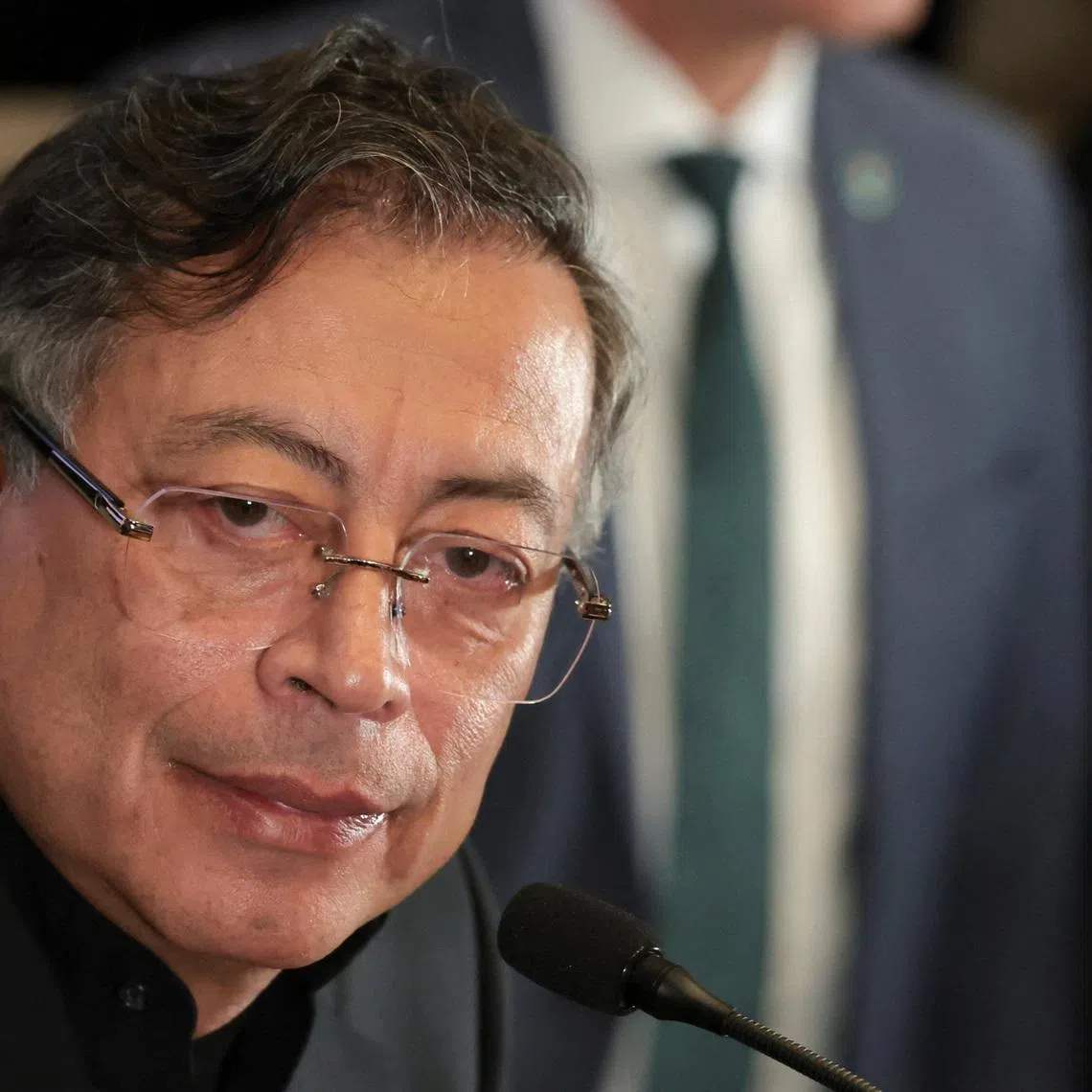 Colombian President Gustavo Petro attends a press conference after a White House meeting with U.S. President Donald Trump, at the Colombian embassy in Washington, D.C., U.S., February 3, 2026. REUTERS/Jonathan Ernst