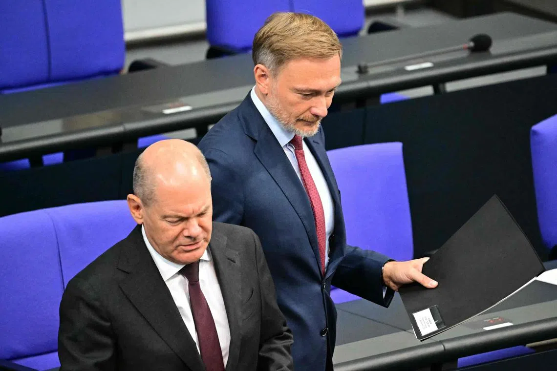 German Chancellor Olaf Scholz (left) sacked Finance Minister Christian Lindner after weeks of wrangling over the country's finances.
