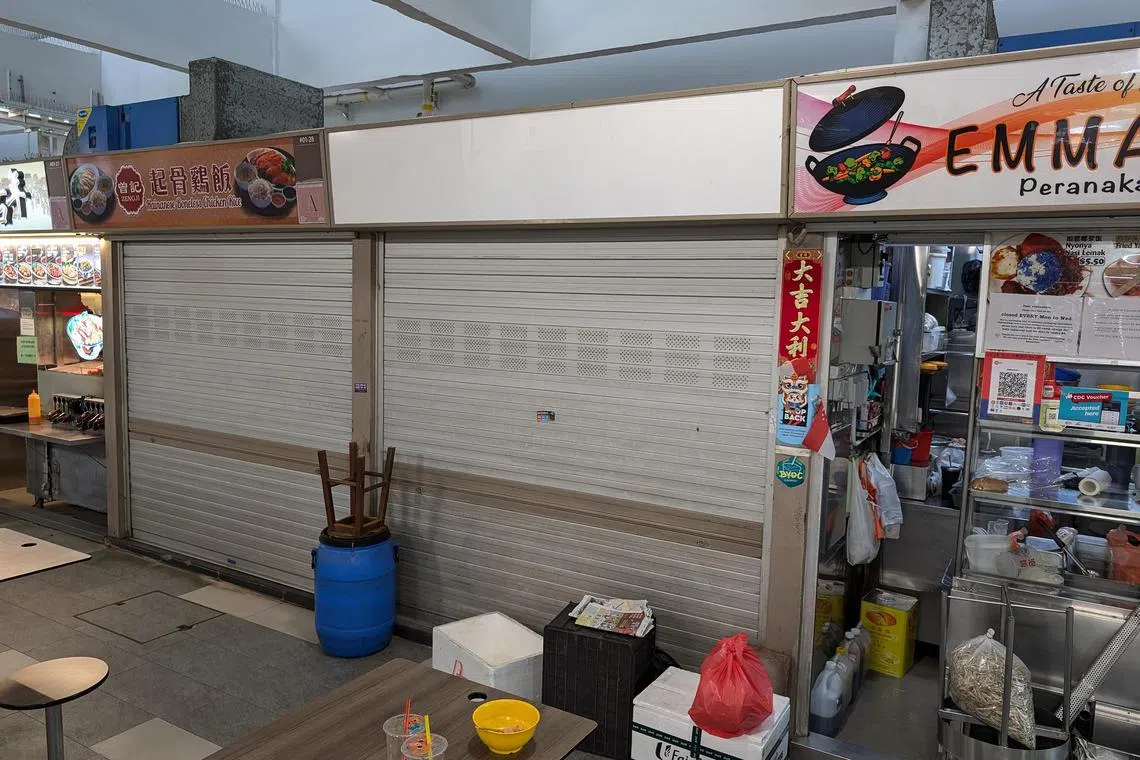 wyhawker09 - A bid of over $10,000 was placed for the vacant stall #01-29 (above) at Marine Parade Central Market and Food Centre in the July 2024 tender.

Credit: ST Photo: Wong Yang