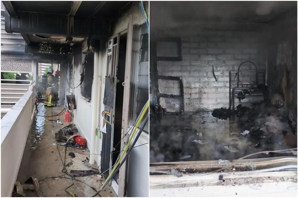The fire likely started in the bedroom of a unit on the ninth floor of Block 104 Jalan Bukit Merah.