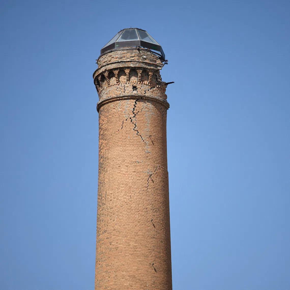 Cracks on a damaged tower in the aftermath of an earthquake that struck southern Spain, in Granada, Spain, on Aug 18.