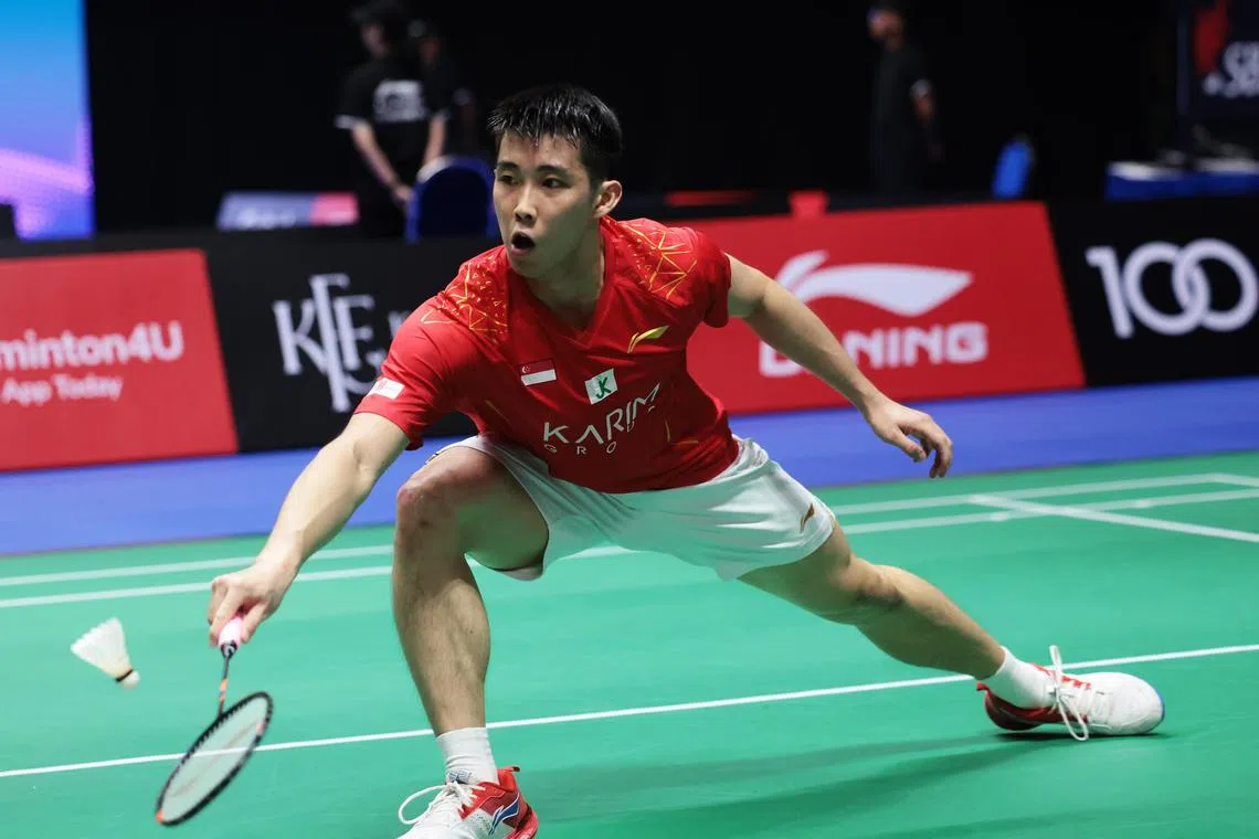 Singapore's Loh Kean Yew taking an hour to beat Alex Lanier from France on the first round of the KFF Singapore Open on May 27. 