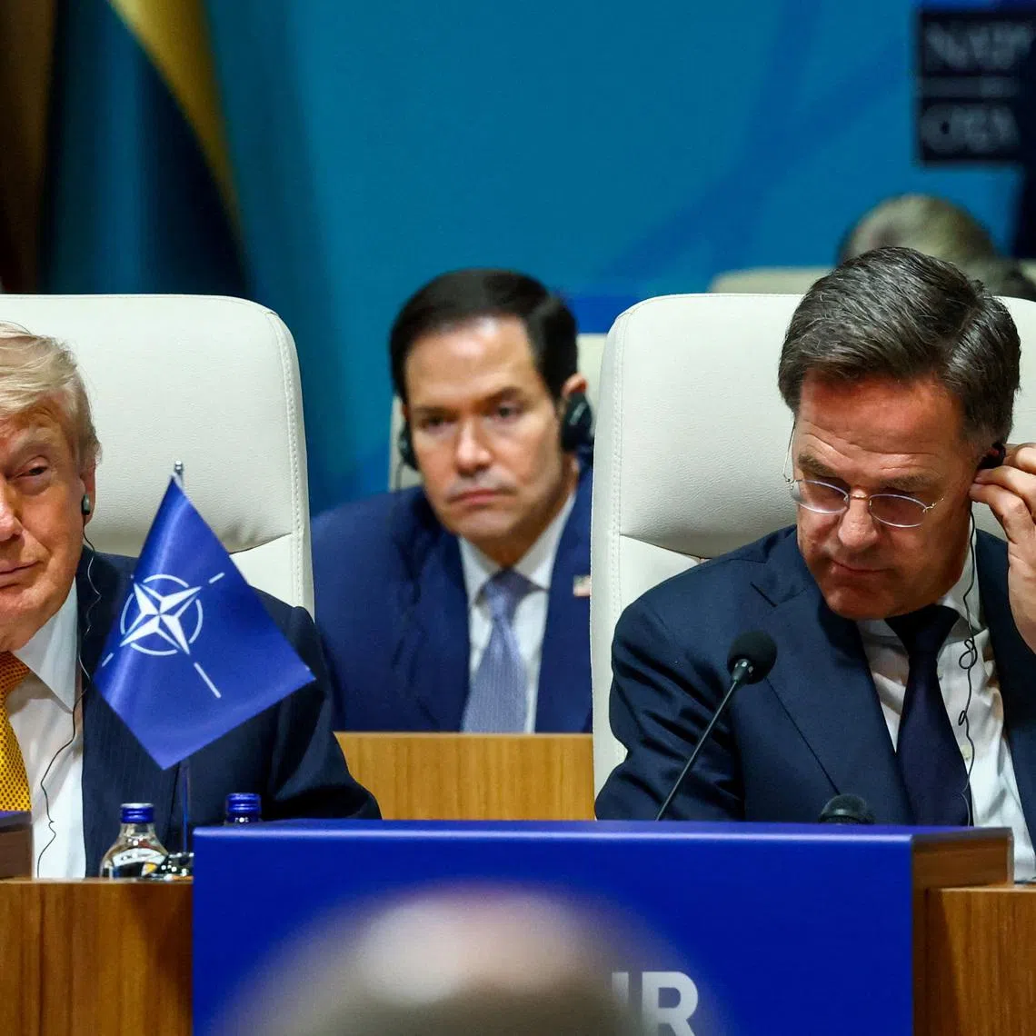 FILE PHOTO: U.S. President Donald Trump, U.S. Secretary of State Marco Rubio and NATO Secretary General Mark Rutte attend a meeting of the North Atlantic Council (NAC) during the NATO leaders' summit in Ankara, Turkey, July 8, 2026. REUTERS/Yves Herman/File Photo