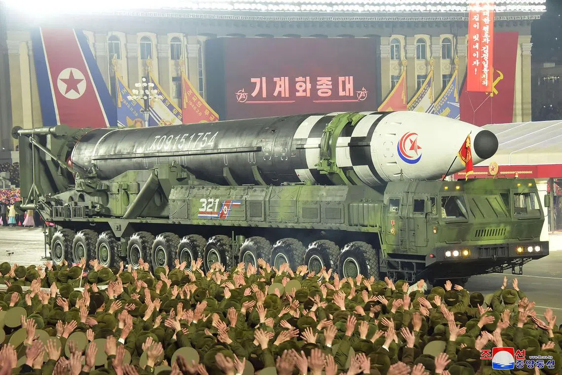 North Korea had paraded an unprecedented number of ICBM-class launchers at an event on Feb 8 that were “most likely carrying non-operational systems," according to US leaked documents.