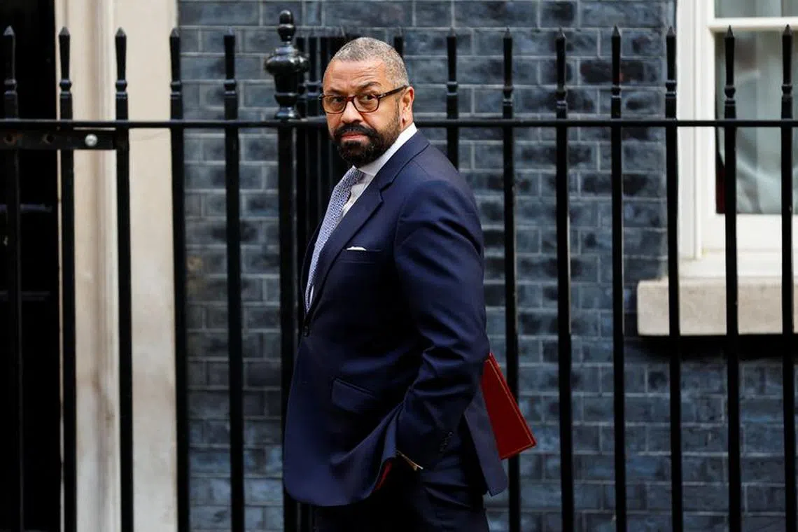 FILE PHOTO: British Foreign Secretary James Cleverly walks on Downing Street on the day of a cabinet meeting, in London, Britain September 5, 2023 REUTERS/Peter Nicholls/File Photo