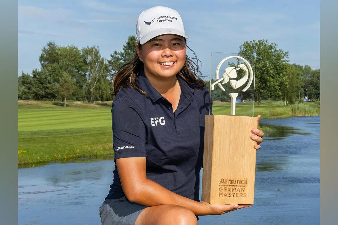 Singaporean golfer Shannon Tan after winning the Amundi German Masters on June 29 for her Ladies European Tour title.