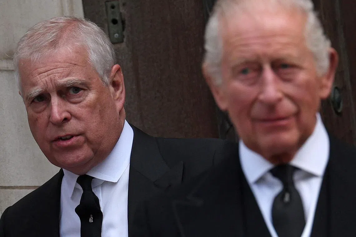 King Charles (right) took the extraordinary step of removing all his younger brother’s remaining royal titles and honours last week.