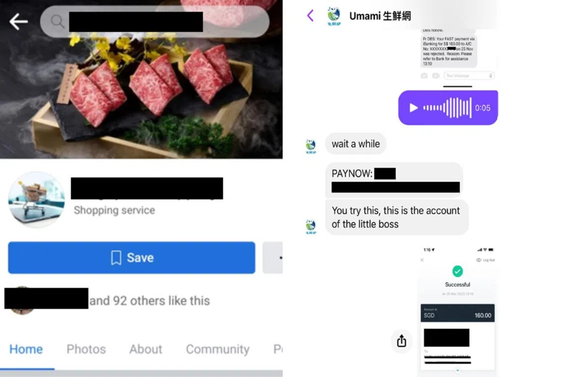 Scammers would typically entice victims by posting fake offers of food items on online platforms like Facebook.