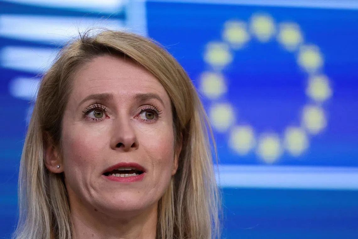 EU High Representative for Foreign Affairs and Security Policy, Kaja Kallas speaks during a closing press conference at a European Union Energy and Foreign Affairs ministers meeting in Brussels, Belgium, March 16, 2026. REUTERS/Omar Havana