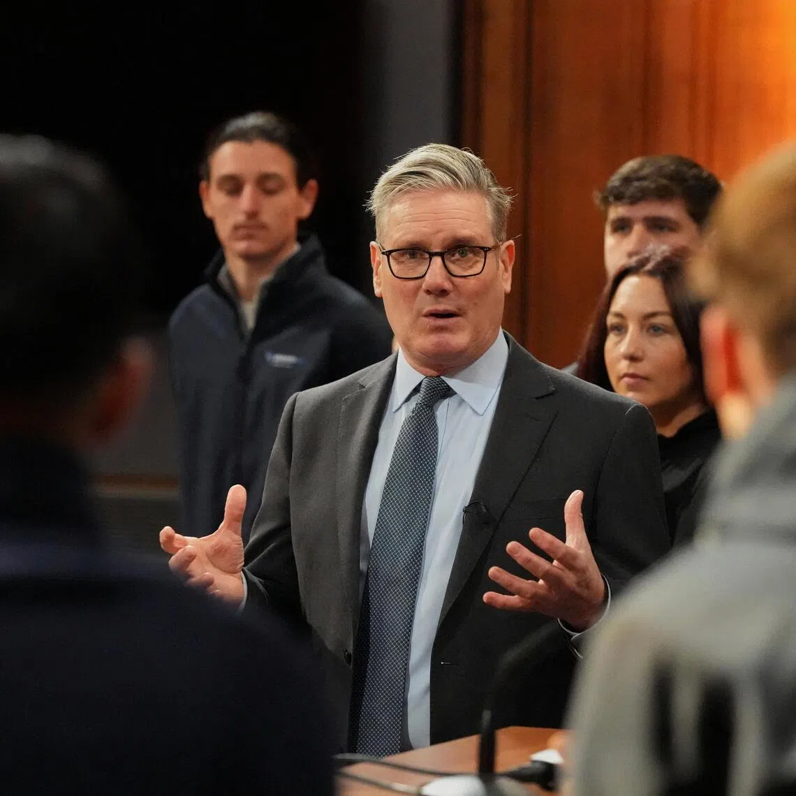 British Prime Minister Keir Starmer taking part in a Q&A session on youth employment and the cost of living with apprentices in London, on Nov 17.