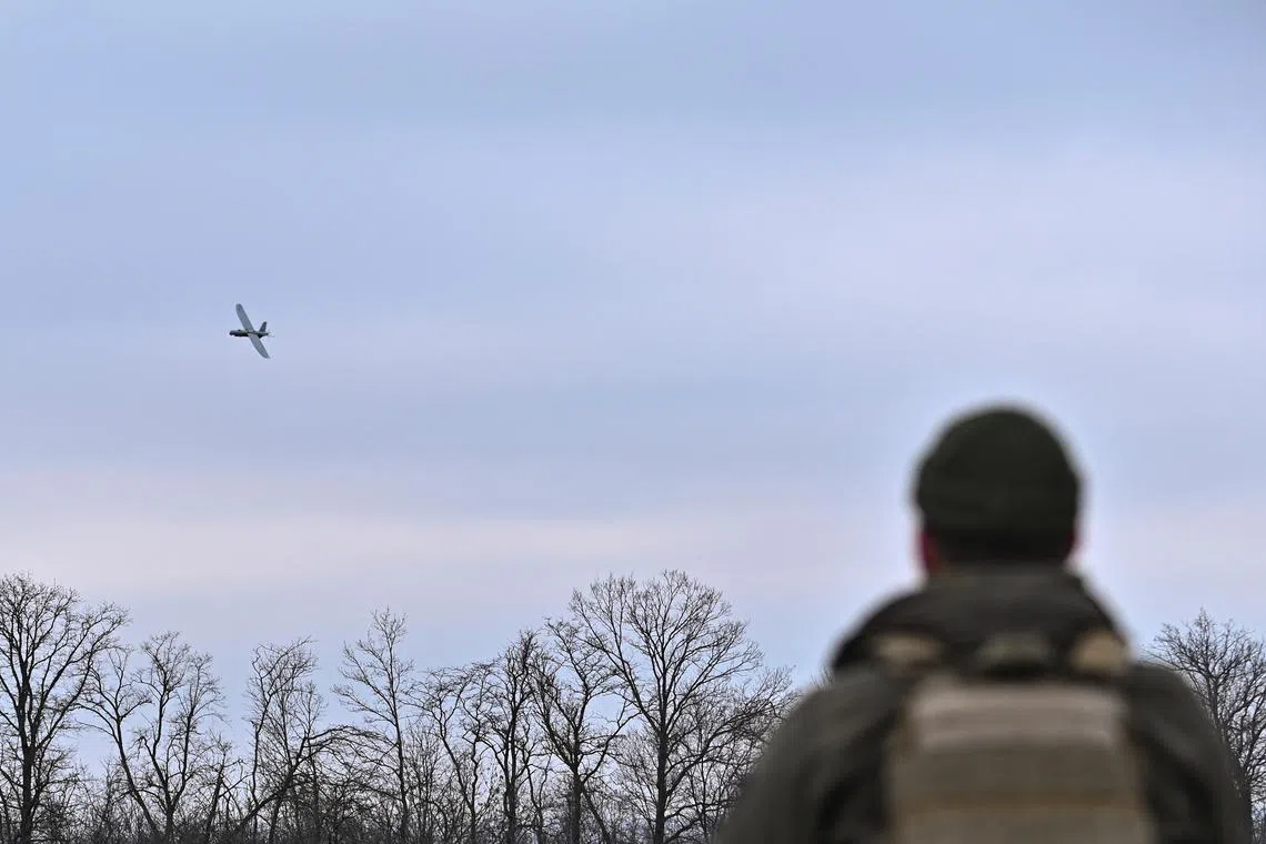 FILE PHOTO: A Ukrainian serviceman controls a Leleka reconnaissance unmanned aerial vehicle (UAV) at a front line, amid Russia's attack on Ukraine, in Zaporizhzhia region, Ukraine February 15, 2024. REUTERS/Stringer/File Photo