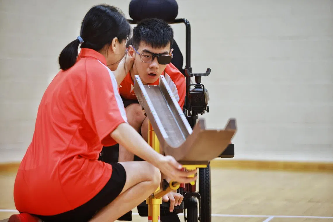 Boccia player Aloysius Gan, a Team Singapore para athlete who will represent Singapore at the upcoming 12th ASEAN Para Games (APG), photographed on Apr 18, 2023.