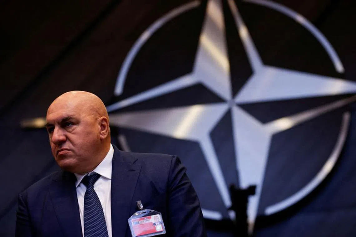 FILE PHOTO: Italy's Defence Minister Guido Crosetto takes part in a NATO Defence Ministers' meeting at the Alliance's headquarters in Brussels, Belgium October 12, 2023. REUTERS/Johanna Geron/File Photo