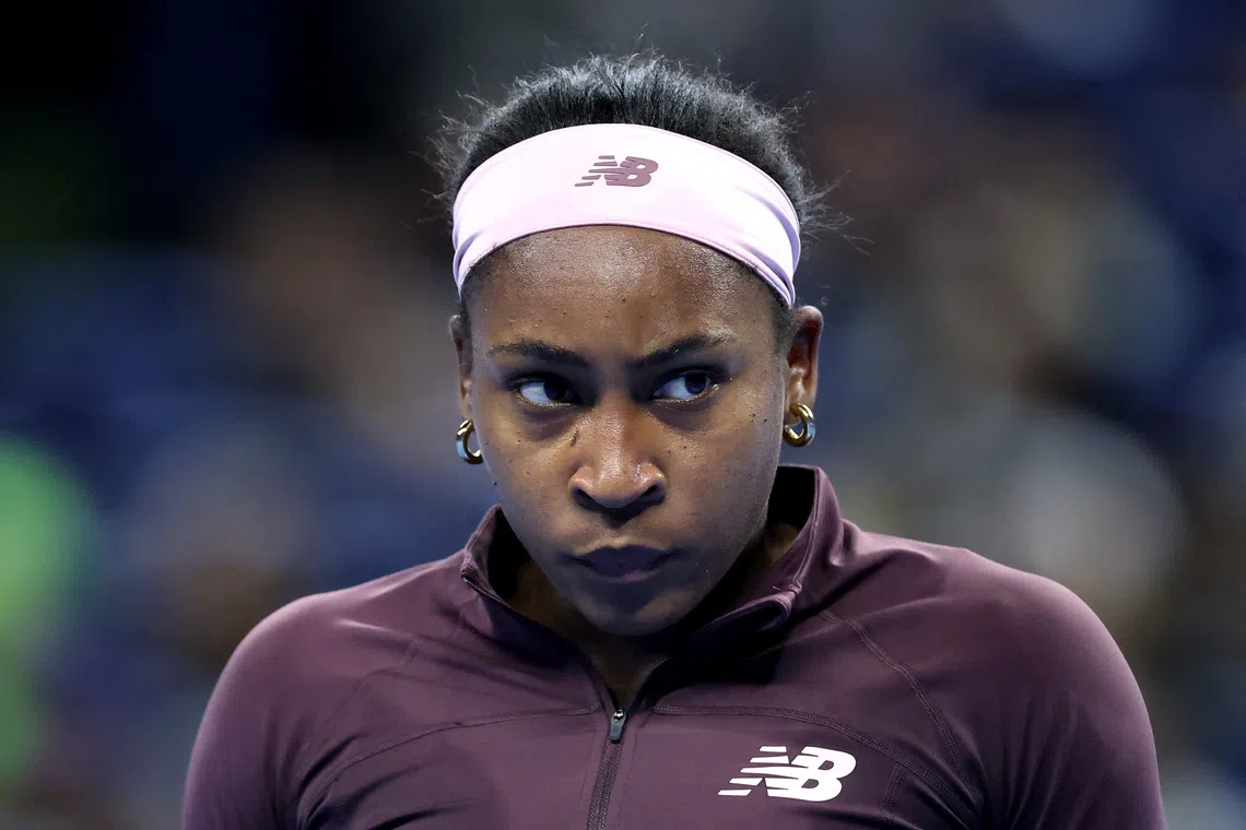 Coco Gauff during her China Open round-of-32 match against China’s Sun Xinran.