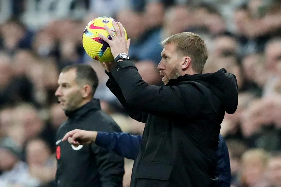 Soccer Football - Premier League - Newcastle United v Chelsea - St James' Park, Newcastle, Britain - November 12, 2022
Chelsea manager Graham Potter REUTERS/Scott Heppell EDITORIAL USE ONLY. No use with unauthorized audio, video, data, fixture lists, club/league logos or 'live' services. Online in-match use limited to 75 images, no video emulation. No use in betting, games or single club	/league/player publications.  Please contact your account representative for further details.