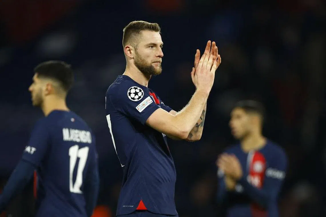 Soccer Football - Champions League - Group F - Paris St Germain v Newcastle United - Parc des Princes, Paris, France - November 28, 2023  Paris St Germain's Milan Skriniar reacts after the match REUTERS/Sarah Meyssonnier/File photo