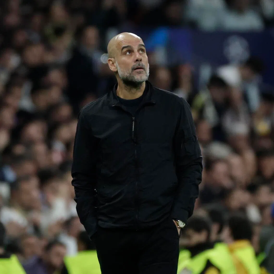 epa12812986 Manchester City's head coach Pep Guardiola looks on during the UEFA Champions League round-of-sixteen first leg soccer match between Real Madrid and Manchester City, in Madrid, Spain, 11 March 2026.  EPA/Juanjo Martin