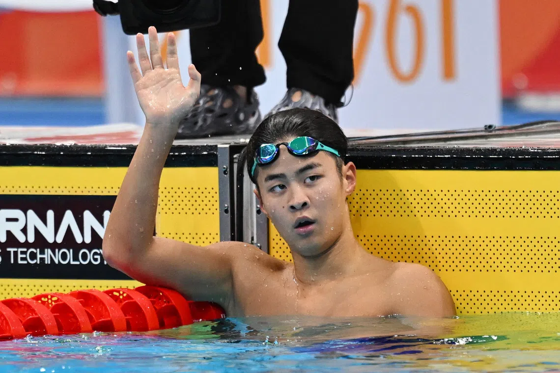 Asian Games - Aichi-Nagoya 2026 - Swimming - Tokyo Aquatics Centre, Koto, Tokyo, Japan - September 22, 2026  Japan's Yumeki Kojima celebrates winning the men's 400m individual medley final REUTERS/Andy Chua