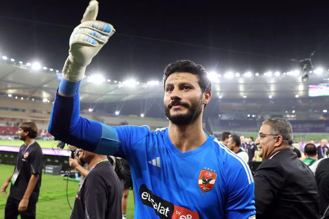 FILE PHOTO: Soccer Football - Club World Cup - Third Place Playoff - Urawa Red Diamonds v Al-Ahly - Prince Abdullah Al Faisal Stadium, Jeddah, Saudi Arabia - December 22, 2023 Al Ahly's Mohamed El Shenawy celebrates after the match REUTERS/Ahmed Yosri/File Photo